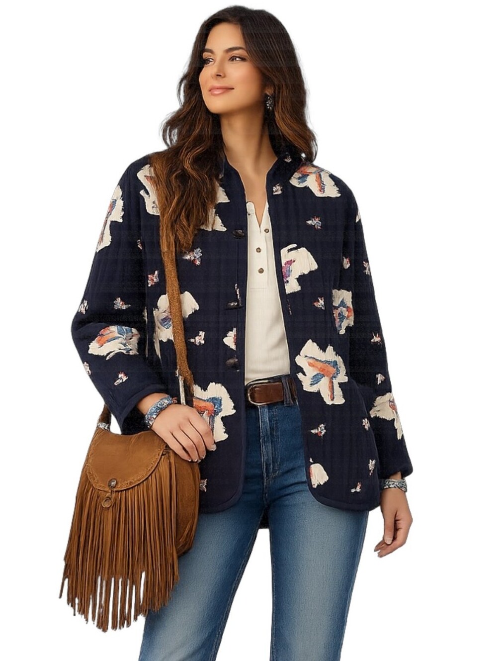 Vintage Quilted Thunderbird Jacket Southwesternt Boho Festival Large